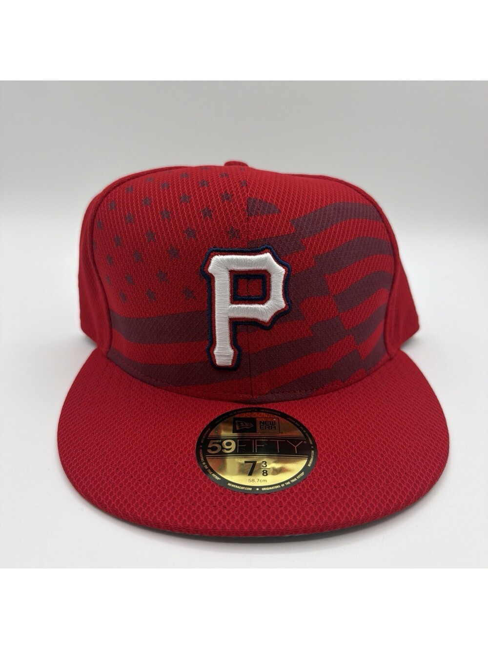 Pittsburgh Pirates New Era 59Fifty Red USA Flag Size 7 3/8 Hat MLB Baseball Cap
